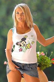 Busty blonde sensation gets naked outdoors - 01